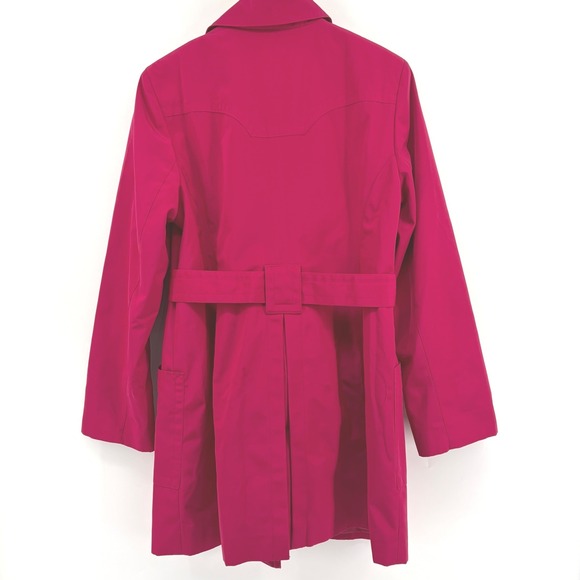 London Fog Magenta Lightweight Trench Coat Collared Jacket Women M - Picture 4 of 10